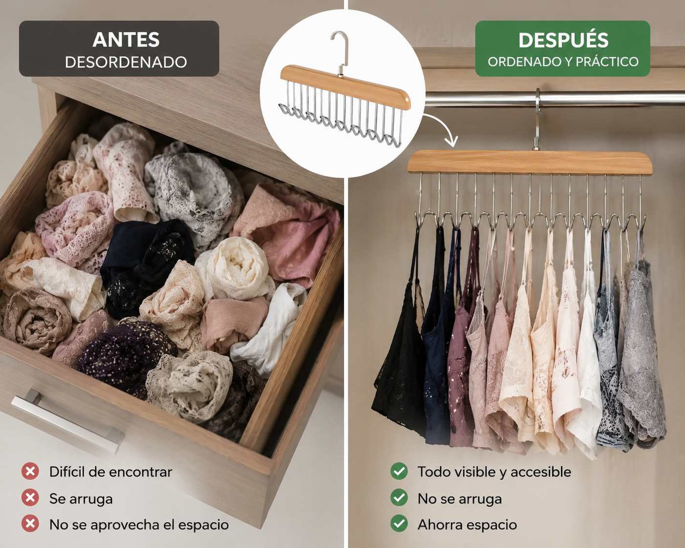 Organizador de Ganchos para Clóset 2x1